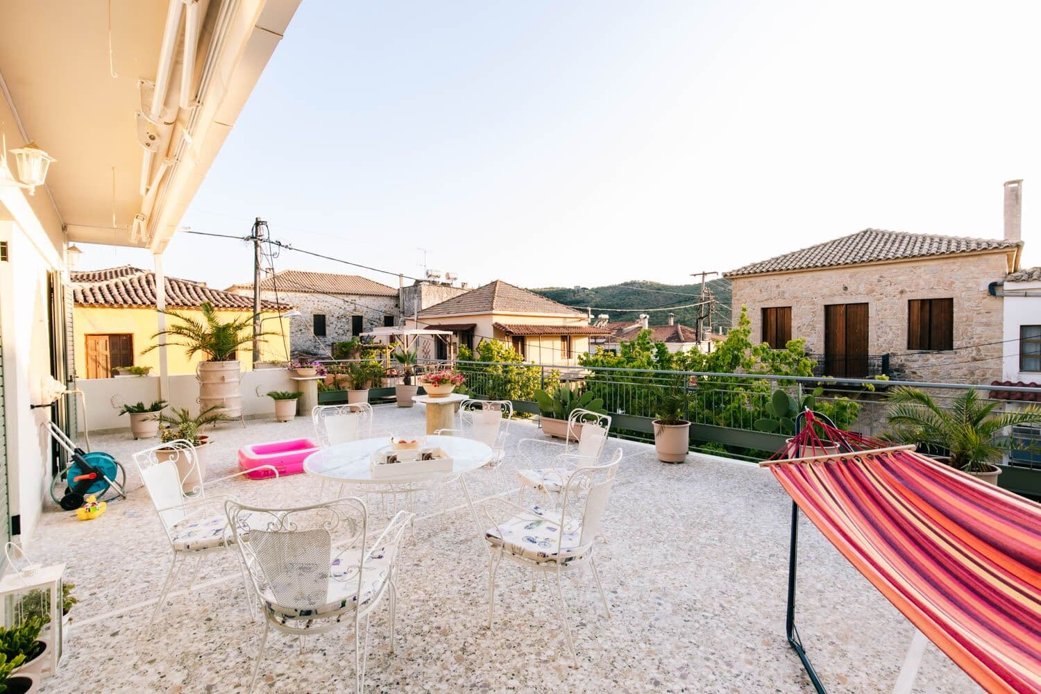Veranda der Villa mit Hängematte, Kampos West Mani